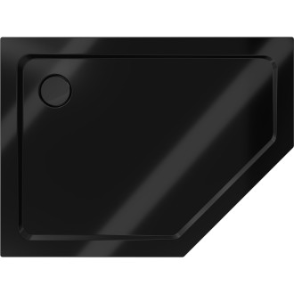 Mexen Flat brodzik pięciokątny slim lewy 100 x 90 cm, czarny, syfon czarny - 41P709010L-B