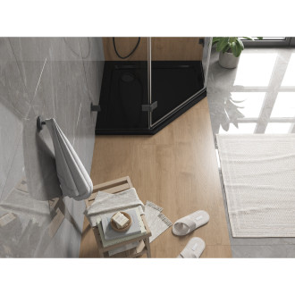 Mexen Flat brodzik pięciokątny slim 100 x 100 cm, czarny, syfon czarny - 41P701010-B