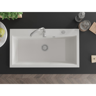 Mexen Slido zlewozmywak granitowy 1-komorowy 900 x 500 mm, biały, syfon chrom - 6528901005-20
