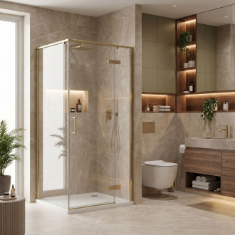 Sprchový kout Rea Bruno 90x90 Brush Gold