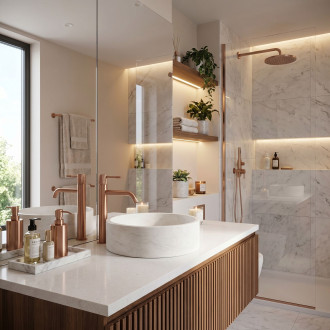 Umyvadlová baterie Rea Venti Brush Copper vysoká