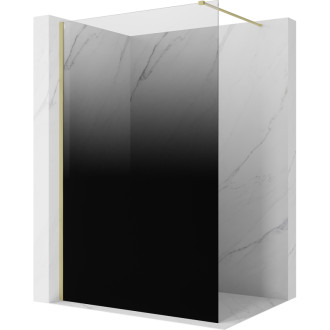 Mexen Kioto Sprchová zástěna 130 x 200 cm, ombré černá 8 mm, kartáčované zlato - 800-130-101-55-76