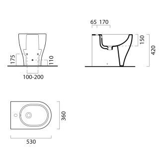 TONO bidet stojící 36x53cm, cenere mat