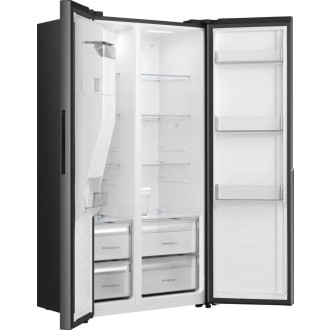 Gorenje Řada G600 volně stojící chladničky Side by Side, 178.6 x 91.1 x 61.5 cm, černá NRS917E61BX