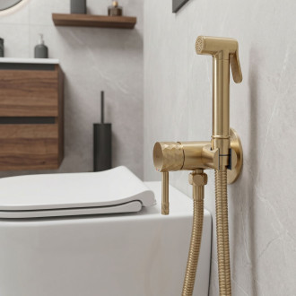 Podomítková bidetová baterie Rea Lungo Loop Diamond Brush Gold