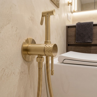 Podomítková bidetová baterie Rea Lungo Loop Diamond Brush Gold