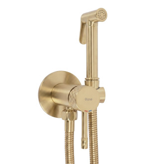 Podomítková bidetová baterie Rea Lungo Loop Diamond Brush Gold