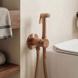 Podomítková bidetová baterie Rea Lungo Loop Diamond Brush Copper