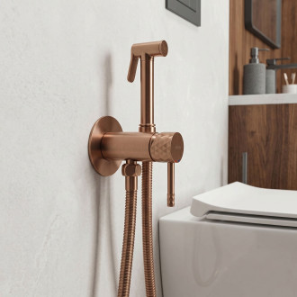 Podomítková bidetová baterie Rea Lungo Loop Diamond Brush Copper