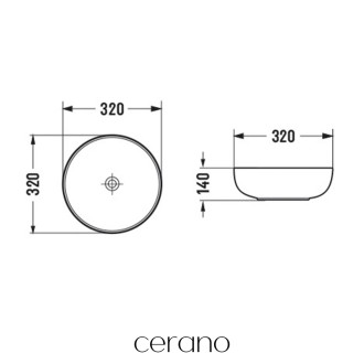 CERANO - Umyvadlo keramické  Elio - na desku - bílá lesklá - Ø 32 cm