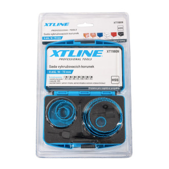Sada vykružovacích korunek XTLINE 9 dílů 19-73 mm XT11809