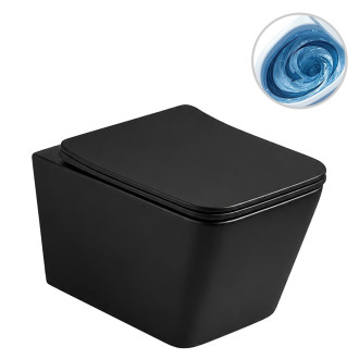 CERANO - WC závěsné Forte, Vortex - vírové splachování + Slim/SoftClose sedátko - černá matná - 52x35 cm