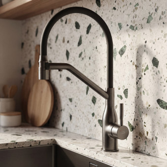 Colina Eco - kitchen mixer with U-shaped spout and filtration system, graphite
