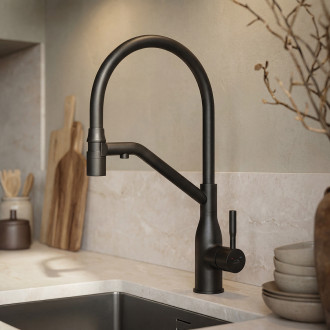 Colina Eco - kitchen mixer with U-shaped spout and mineralizing filter, black