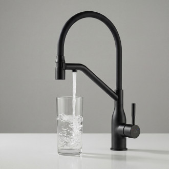 Colina Eco - upright sink mixer with U-shaped spout for water filtration, black