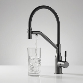 Colina Eco - upright sink mixer with U-shaped spout for water filtration, graphite