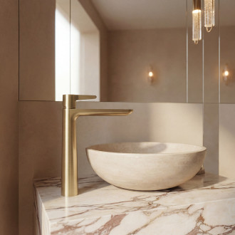Cone - upright countertop washbasin mixer, champagne gold