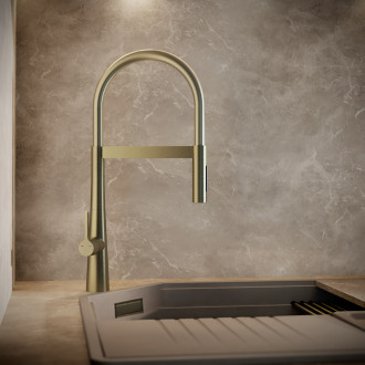 Cone - upright sink mixer with U-shaped spout, champagne gold