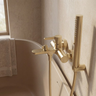 Cone - wall-mounted bath mixer with shower set, champagne gold