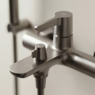 Cone - wall-mounted bath mixer with shower set, graphite