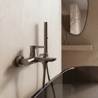 Cone - wall-mounted bath mixer with shower set, graphite