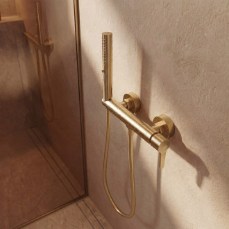Cone - wall-mounted shower mixer with shower set, champagne golde
