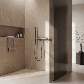 Cone - wall-mounted shower mixer with shower set, graphite