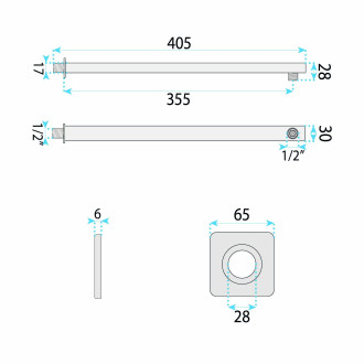 Sprchové rameno čtvercové REA JS-9022 40cm Chrome
