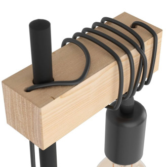 Stojací lampa Eglo TOWNSHEND černá, hnědá ocel, dřevo 43515