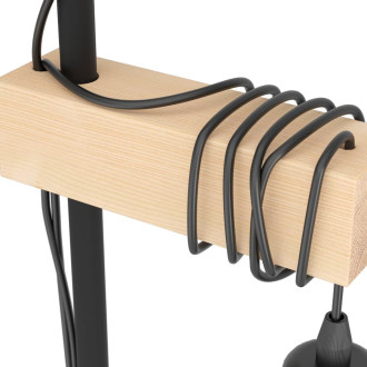 Stojací lampa Eglo TOWNSHEND černá, hnědá ocel, dřevo 43516