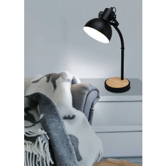 Stojací lampa Eglo LUBENHAM černá, hnědá ocel, dřevo 44058