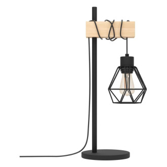 Stojací lampa Eglo černá, hnědá ocel, dřevo 44079