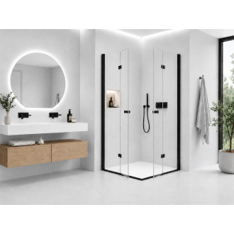 CERANO - Sprchový kout Volpe Duo L/P - 6 mm - černá matná, transparentní sklo - 70x90x190 cm - zalamovací