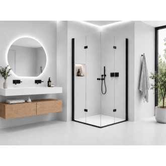 CERANO - Sprchový kout Volpe Duo L/P - 6 mm - černá matná, transparentní sklo - 70x90x190 cm - zalamovací