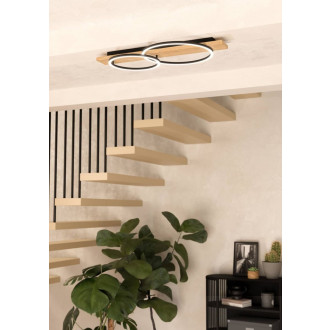 Nástěnná lampa Eglo BOYAL černá, hnědá ocel, dřevo 901716