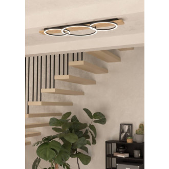 Nástěnná lampa Eglo BOYAL černá, hnědá ocel, dřevo 901717