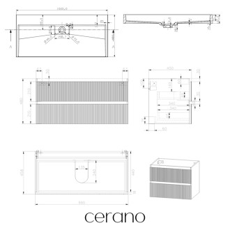 CERANO - Koupelnová skříňka Carole - bílá matná rýhovaná + umyvadlo z lit. mramoru Vita - bílá lesklá - 100x58x46 cm