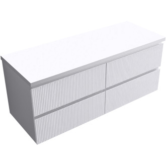 CERANO - Koupelnová skříňka Carole - bílá matná rýhovaná + deska pod umyvadlo Navira Pro - 36 mm - 120x51,6x46 cm