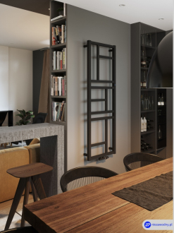 radiátor MONDRIAN 600 x 1740 mm, C31 black mat, středové připojení 50 mm RADMON601731SP