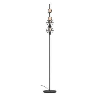 Stojací lampa Eglo černá, hnědá ocel, dřevo 44081