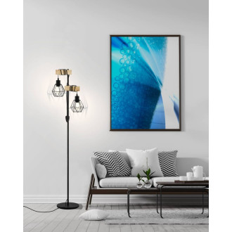 Stojací lampa Eglo černá, hnědá ocel, dřevo 44081