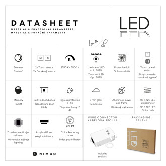 LED zrcadlo s podsvícením, pr. 60, dotykový senzor