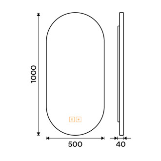 LED zrcadlo s podsvícením, 50 x 100, dotykový senzor