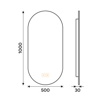 LED zrcadlo s podsvícením, 50 x 100, dotykový senzor