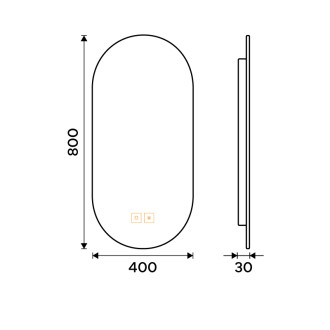 LED zrcadlo s podsvícením, 40 x 80, dotykový senzor