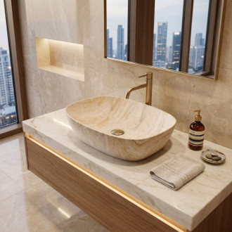 Rea Umyvadlo na desku Rea Freja - Travertine Matt REA-U6689