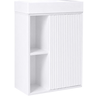CERANO - Umyvadlová skříňka pro WC Sofia - bílá matná + umyvadlo z lit. mramoru Sofia - bílá lesklá - 50x70x25 cm