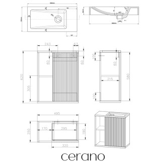 CERANO - Umyvadlová skříňka pro WC Sofia - bílá matná + umyvadlo z lit. mramoru Sofia - černá matná - 50x70x25 cm