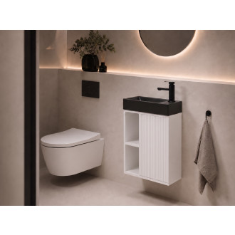 CERANO - Umyvadlová skříňka pro WC Sofia - bílá matná + umyvadlo z lit. mramoru Sofia - černá matná - 50x70x25 cm