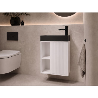 CERANO - Umyvadlová skříňka pro WC Sofia - bílá matná + umyvadlo z lit. mramoru Sofia - černá matná - 50x70x25 cm